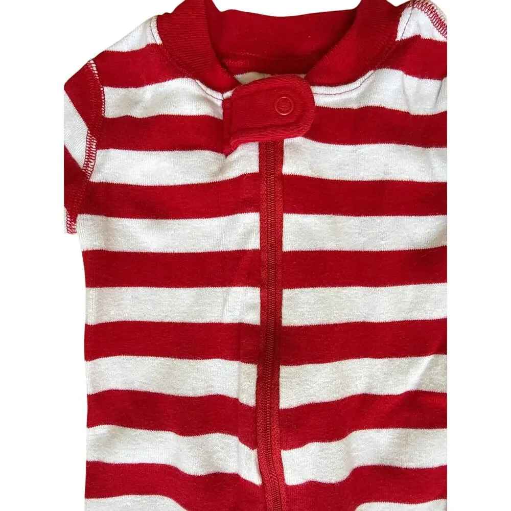 Hanna Andersson Red & White Striped One-Piece Pajamas Size 12-18 months